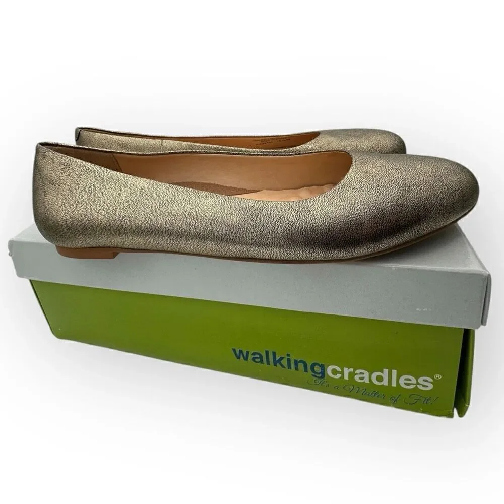 Walking Cradles Womens Bronwyn Antique Ballet Flat Old Gold Size 10.5